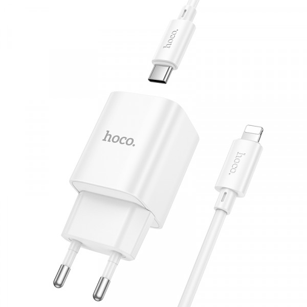 Набір СЗУ HOCO C149A + Type-C/Lighting кабель, 1xUSB+1xUSB-C, PD30W+QC3.0, кабель 1м, White, Box