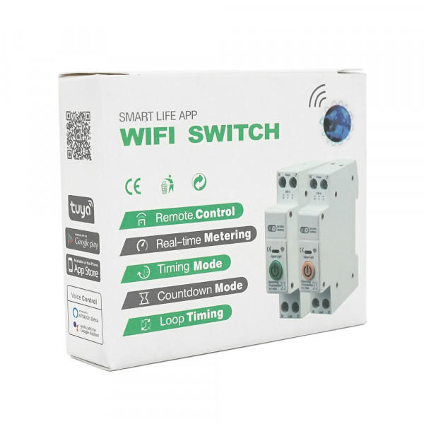 WI-FI вимикач-реле на DIN рейку 63А з вимірюванням струму та напруги, захистом від перенапруги