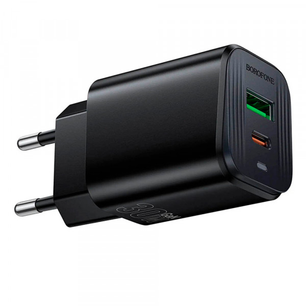 СЗУ BOROFONE BAS85A USB+Type-C, PD30W+Q3.0, Black, Box