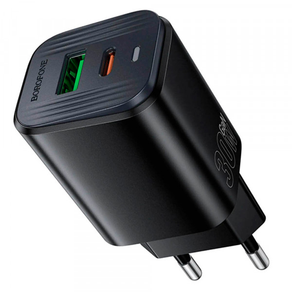 СЗУ BOROFONE BAS85A USB+Type-C, PD30W+Q3.0, Black, Box