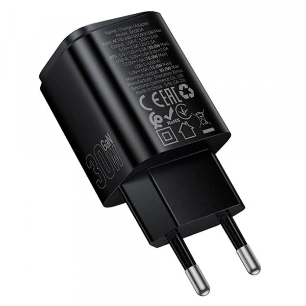 СЗУ BOROFONE BAS85A USB+Type-C, PD30W+Q3.0, Black, Box