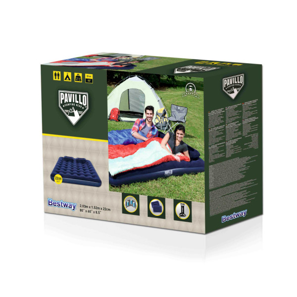 Надувний матрац Bestway-РAVILLO з двома подушками та насосом, 203х152х22см, Blue. Box