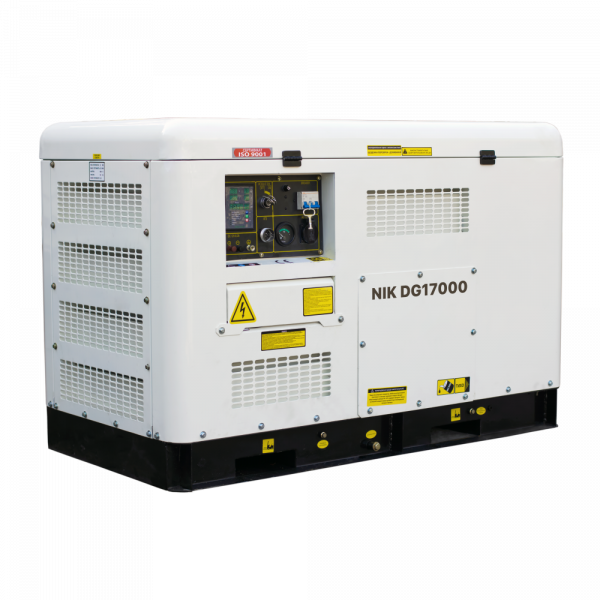 Генератор дизельний NIC DG17000, 3-фазний 230/380V, 50Hz, 12kW, бак 25 л, витрата 3.1 л/год, пуск: стартер/AVR, 1280х710х872 мм, 295кг