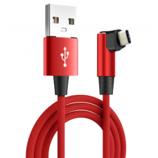 Кабель USB для Type-C (male to male), QC3.0, PD, довжина 0.25м, обплетення, Red