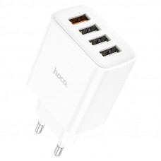 СЗУ 110-240V HOCO C102A 4xUSB, QC3.0, White, Blister