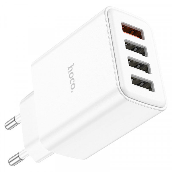 СЗУ 110-240V HOCO C102A 4xUSB, QC3.0, White, Blister