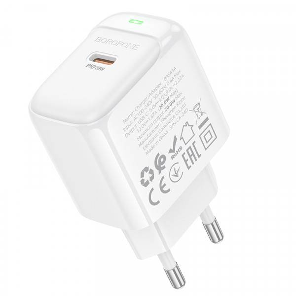 СЗУ BOROFONE BAS43A, 1xUSB-C, PD20W, White, OEM