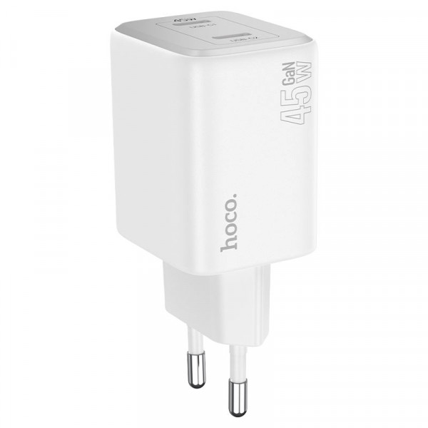 Набір СЗУ HOCO N42 + кабель Lighting, 2xUSB-C, PD45W, кабель 1м, White, Box