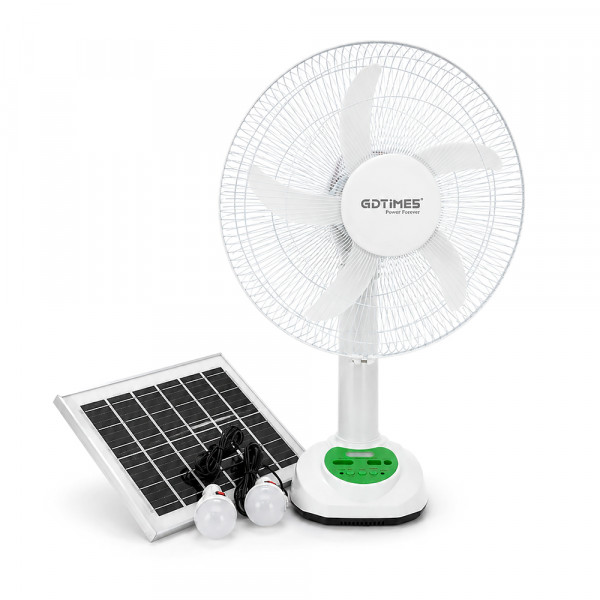 Вентилятор GDTIMES GD 8069LI-16, 16", Solar+ вбудований акумулятор, 2*USB лампочки, Box