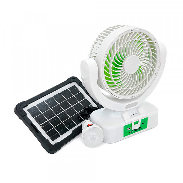 Вентилятор GDTIMES GD 8021BT+Ліхтар+Радіо+Bluetooth, Solar+ вбудований акумулятор, Box