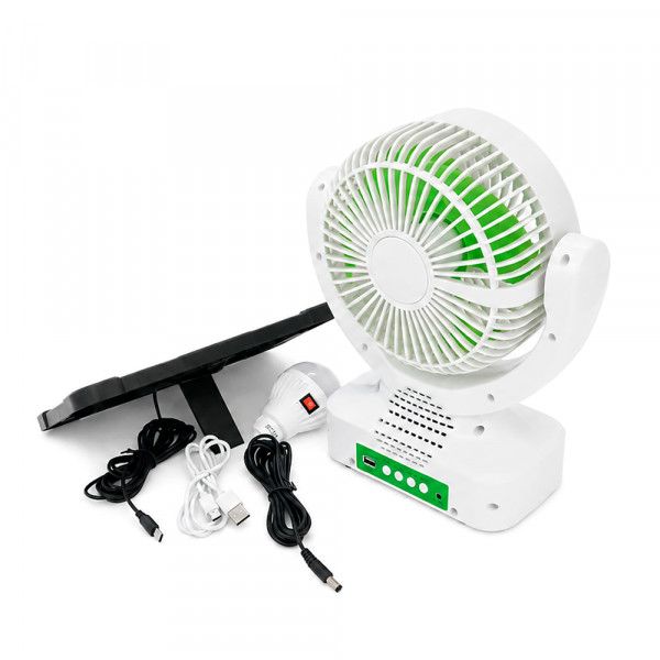 Вентилятор GDTIMES GD 8021BT+Ліхтар+Радіо+Bluetooth, Solar+ вбудований акумулятор, Box