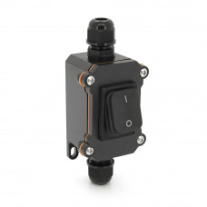 Вимикач зовнішнього монтажу, чорна кнопка, двосторонній висновок, IP65, AC: 110-250V, 20A, Black