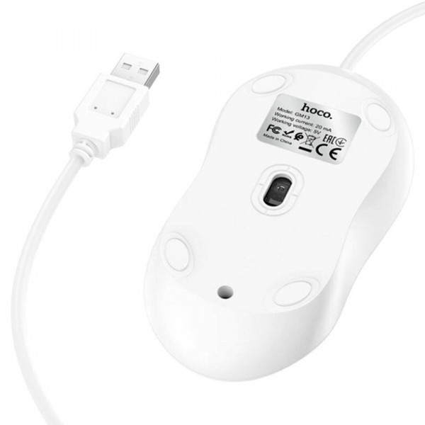 Миша провідна HOCO GM13W, 1000DPI, White, Box
