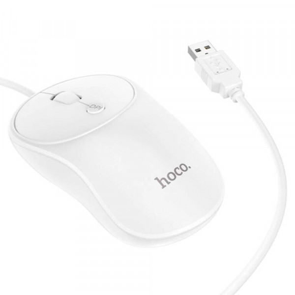 Миша провідна HOCO GM13W, 1000DPI, White, Box