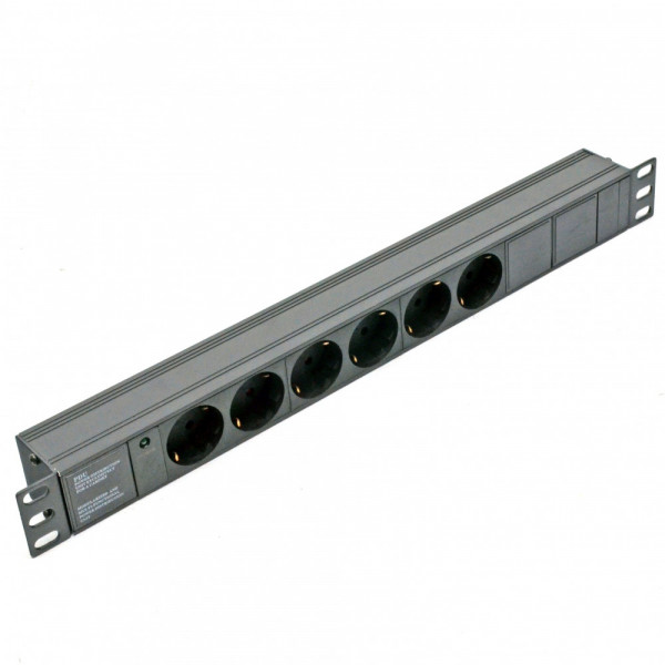 Блок Kingda 19" на 6 троянд. нім. станд., 10А, з індикат., без шнура, чорний, 1U