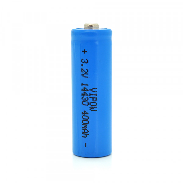Літій-залізо-фосфатний акумулятор 14430 Lifepo4 Vipow IFR14430 TipTop, 400mAh, 3.2V, Blue Q50/500