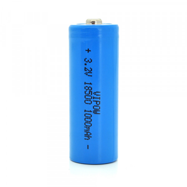 Літій-залізо-фосфатний акумулятор 18500 Lifepo4 Vipow IFR18500 TipTop, 1000mAh, 3.2V, Blue Q50/500