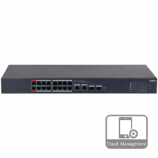 16-портовий керований PoE комутатор DH-CS4218-16ET-190 з 16 портами POE 100Мбіт + 2/UP-Link 1000Мбіт + 2/SFP 1000Мбіт, 190Вт, 440x220x44 мм