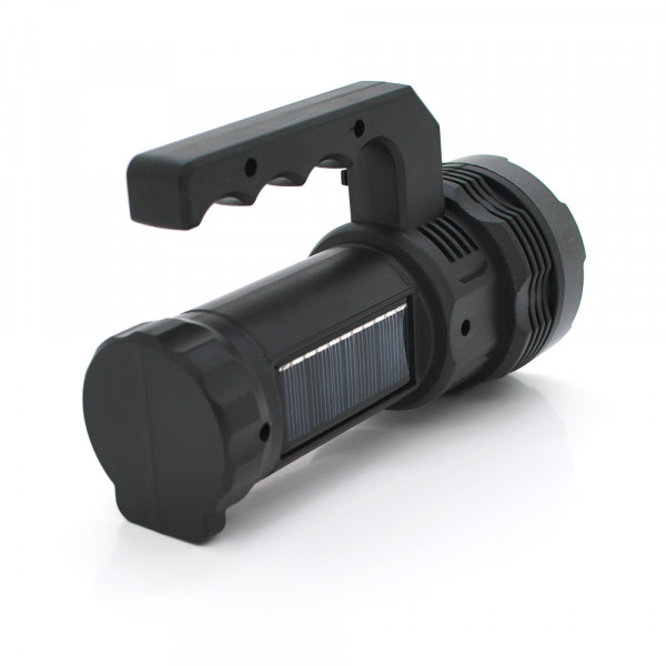 Ліхтар пошуковий USHL-828, 1LED T6+COB, 3W, 3+1 режими, 1200mah, Black, IP40, USB кабель+Solar, 150х60х90мм, BOX