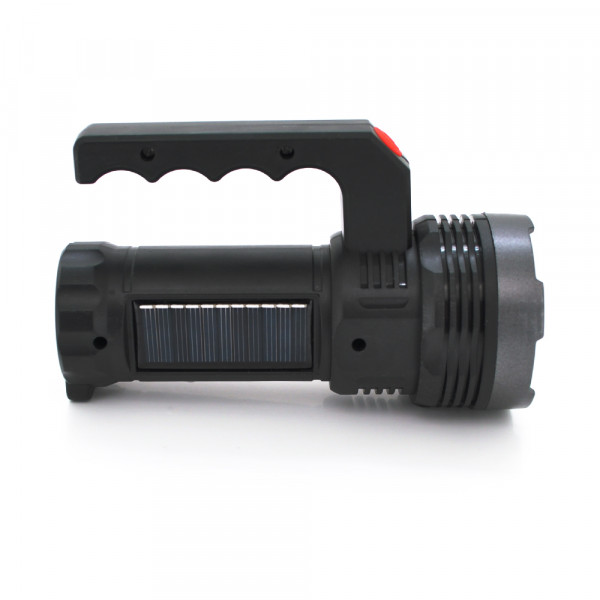 Ліхтар пошуковий USHL-828, 1LED T6+COB, 3W, 3+1 режими, 1200mah, Black, IP40, USB кабель+Solar, 150х60х90мм, BOX