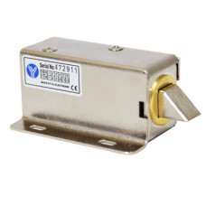 Накладний мініатюрний електрозамок YE-302A (POWER-CLOSED), 12V DC/600mA, 54,5 х 41 х 28