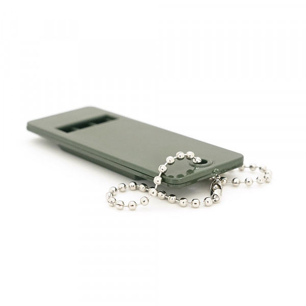 Свисток аварійний тричастотний з ланцюжком WS-3, 70х27х7 мм, Dark Green
