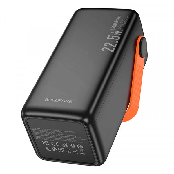 Power bank Borofone BJ66A 50000mAh, 22.5W+PD20W, 2*USB+Type-C, Black, 1.060g, Box