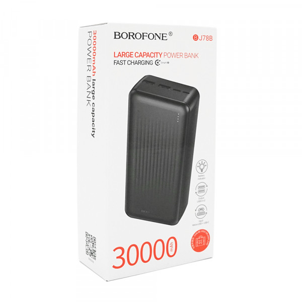 Power bank Borofone BJ78B 30000mAh, 10W, 2*USB, Black, 660g, Box