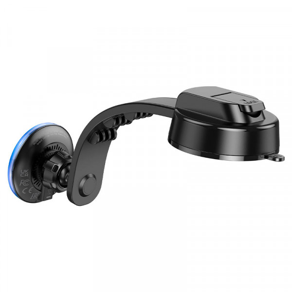 Автоутримувач HOCO HW25+ Wireless Charging 15W, кріплення на торпеду, затискач 50-90мм, Black, Box