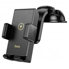 Автотримач HOCO HW22+ Wireless Charging 15W, кріплення на торпеду, затискач 50-90мм, Black, Box