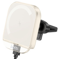 Автоутримувач HOCO HW17+ Wireless Charging 15W, кріплення на торпеду, затискач 50-90мм, Black, Box