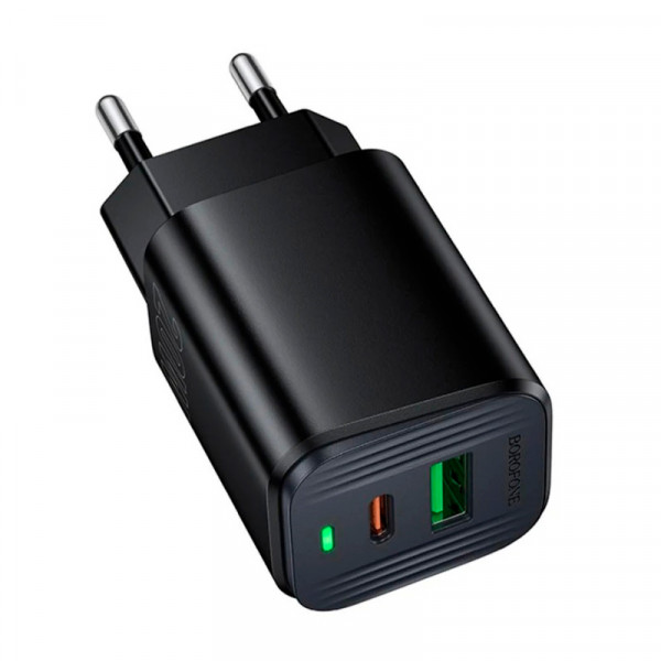 СЗУ BOROFONE BAS83A, 1xUSB+1xUSB-C, PD20W+QC3.0, кабель 1м, Black, Box