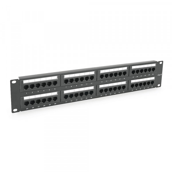Патч-панель 48 порту UTP DUAL кат 6Е 19" 2U не екранована чорна Q20