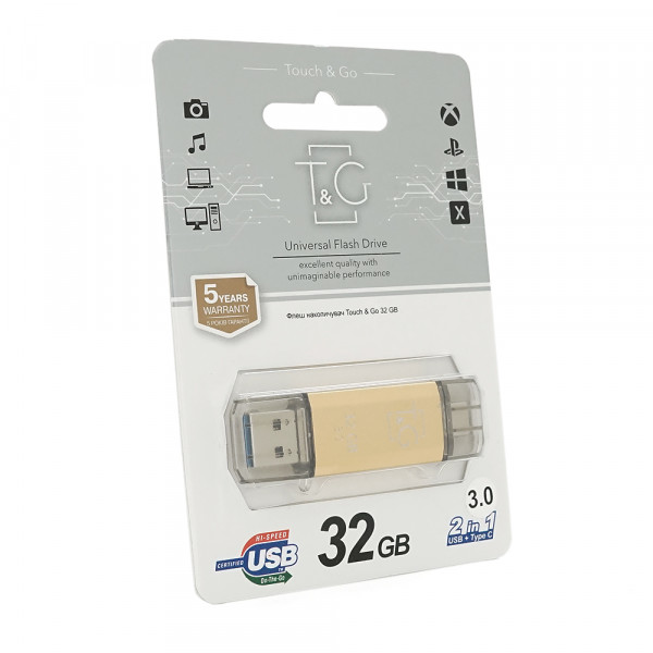 Флеш-накопичувач T&G 009 Star A, USB 3.0+Type-C, 32GB, Metal, Blister