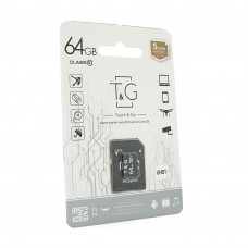 Карта пам'яті T&G microSDHC Class 10 UHS-I, з адаптером, 64GB, Blister