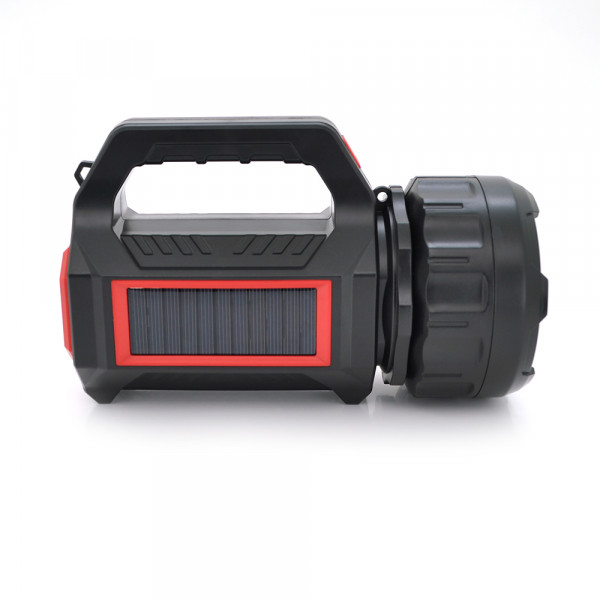 Ліхтар пошуковий Pahther PT-8895, 1LED+COB T6, 10W, 3+2+2 режими, 3600mah, Black, IP40, USB кабель+Solar, 200х95х130мм, BOX