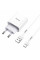 Набір СЗУ 110-240V HOCO C81A 1xUSB+ кабель Type-C, 2.1A, кабель 1м, White, Blister