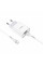Набір СЗУ 110-240V HOCO C81A 1xUSB+ кабель Type-C, 2.1A, кабель 1м, White, Blister