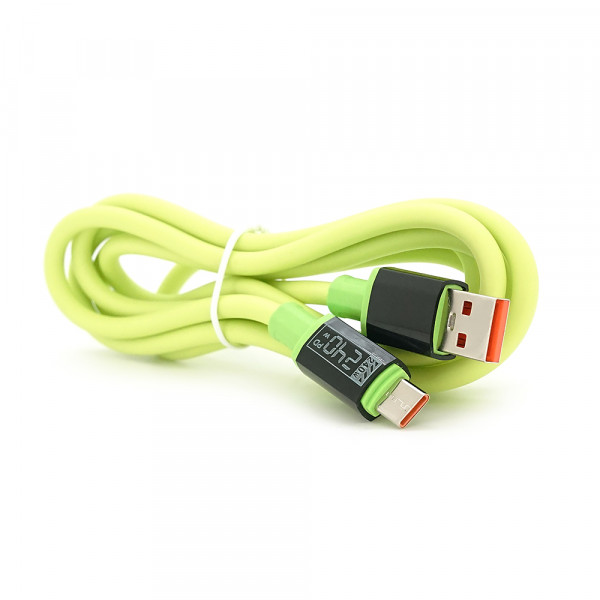 Кабель USB  to Type-C (male to male), Підтримка SCP, QC3.0, PD до 240Вт, 480Mbps, довжина 1.5м, обплетення,  Green, Box