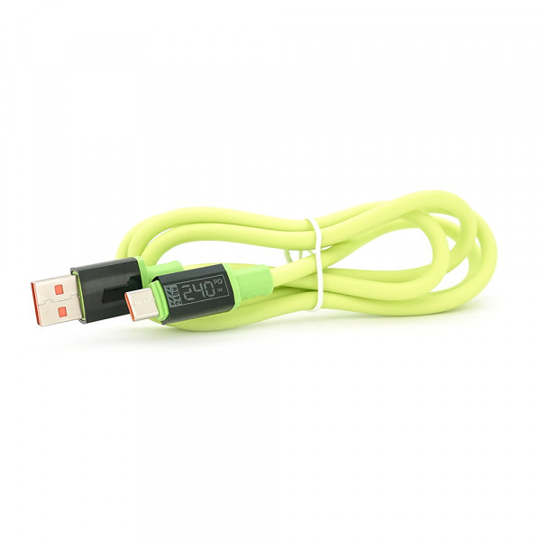 Кабель USB to Type-C (male to male), Підтримка SCP, QC3.0, PD до 240Вт, 480Mbps, довжина 1.0м, обплетення,  Green, Box