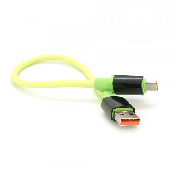 Кабель USB to Type-C (male to male), Підтримка SCP, QC3.0, PD до 240Вт, 480Mbps, довжина 0,3м, обплетення, LED, Green, Box
