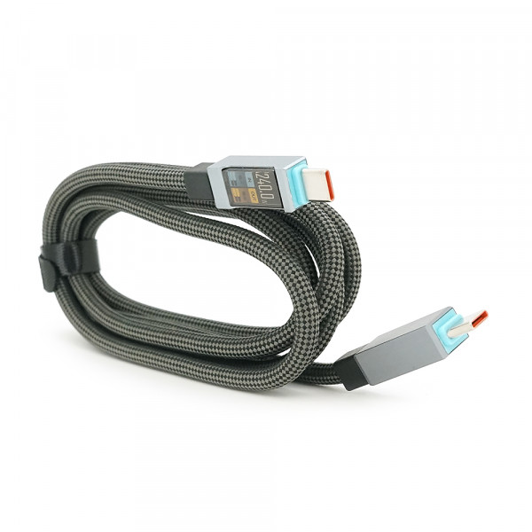 Кабель Type-C to Type-C (male to male), струм 5А, Підтримка SCP, QC3.0, PD до 240Вт, довжина 1.5м, оплетка, Black, Box