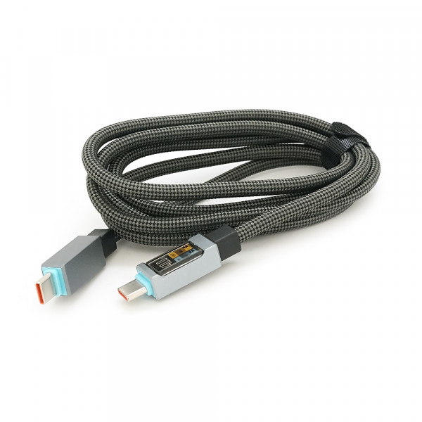 Кабель Type-C to Type-C (male to male), струм 5А, Підтримка SCP, QC3.0, PD до 240Вт, довжина 1.5м, оплетка, Black, Box