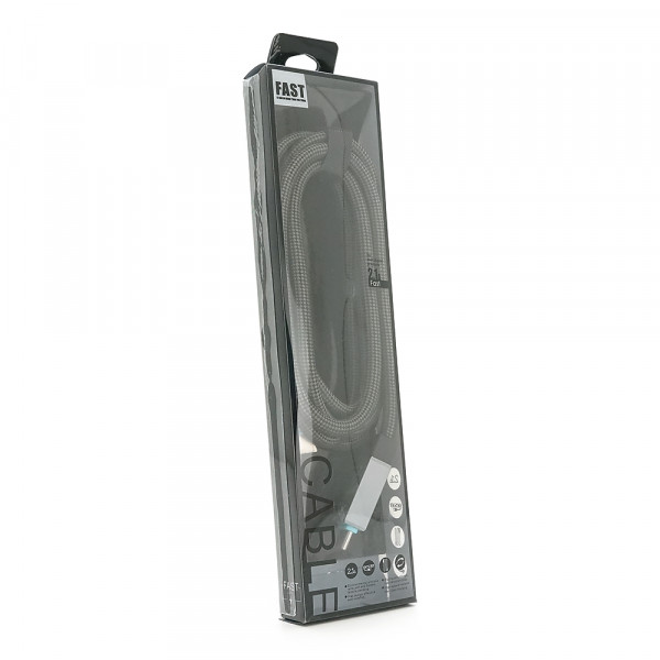 Кабель Type-C to Type-C (male to male), струм 5А, Підтримка SCP, QC3.0, PD до 240Вт, довжина 1.5м, оплетка, Black, Box