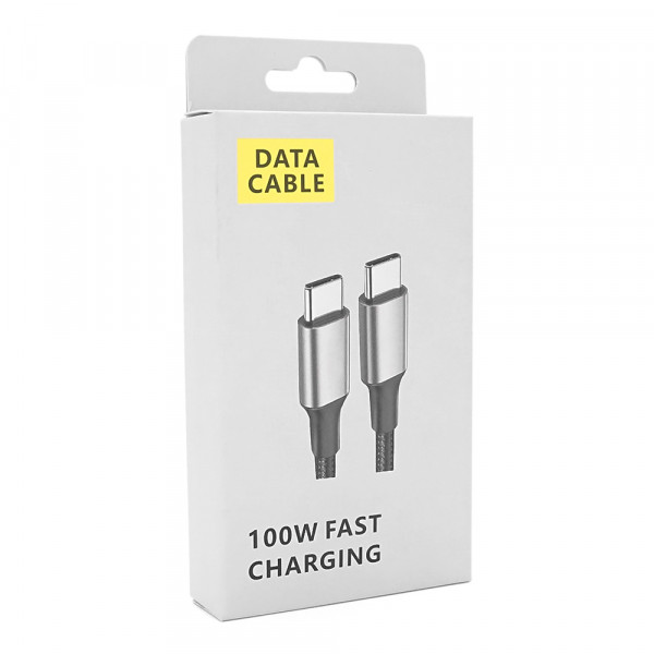Кабель Type-C до Type-C (male to male), Підтримка SCP, QC3.0, PD до 100Вт, 480Mbps, довжина 1.0м, обплетення, Black, Box