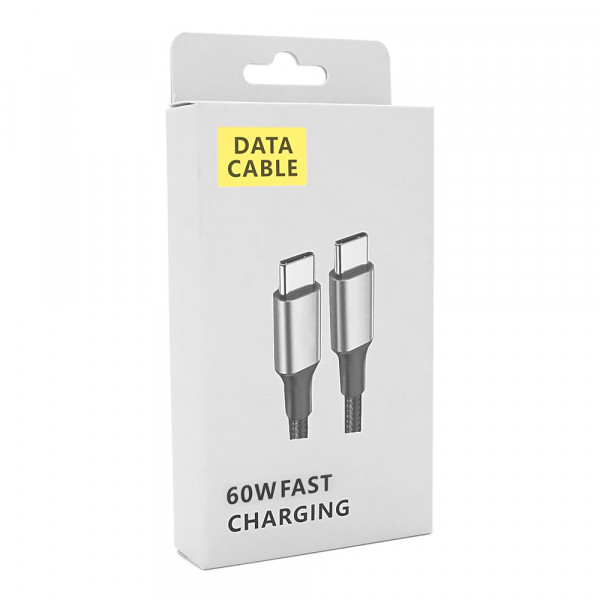 Кабель Type-C to Type-C (male to male), Підтримка SCP, QC3.0, PD до 60Вт, 480Mbps, довжина 2.0м, обплетення, Black, Box