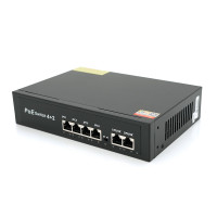 Комутатор POE 48V з 4 портами POE 100Мбіт + 2 порт Ethernet (UP-Link) 100Мбіт, корпус - метал, Black, БП вбудований, Q20