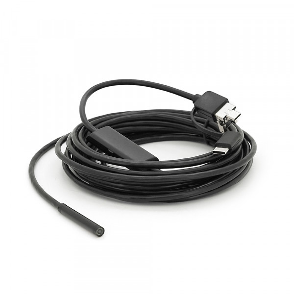Універсальний ендоскоп 3в1 (USB+MicroUSB/Type-C) для смартфона/ПК, камера 5.5мм, м'який кабель 5м, з LED-підсвічуванням, IP67