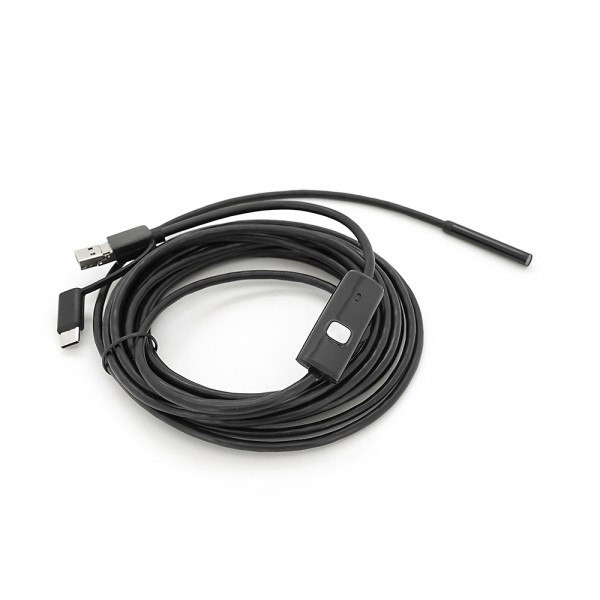 Універсальний ендоскоп 3в1 (USB+MicroUSB/Type-C) для смартфона/ПК, камера 5.5мм, м'який кабель 5м, з LED-підсвічуванням, IP67