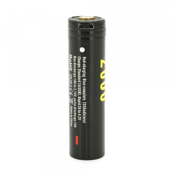 Акумулятор Li-Ion Soshine 18650 18650USB-3.7-2600, microUSB, 2600mAh, 2.5A, 4.2/3.6/2.75V, Black